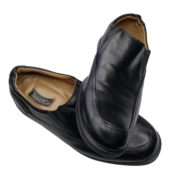 Bass & Co. | Ulysses Black Genuine Leather Square Toe Classic Slip On Loafers 11 - Picture 6 of 12